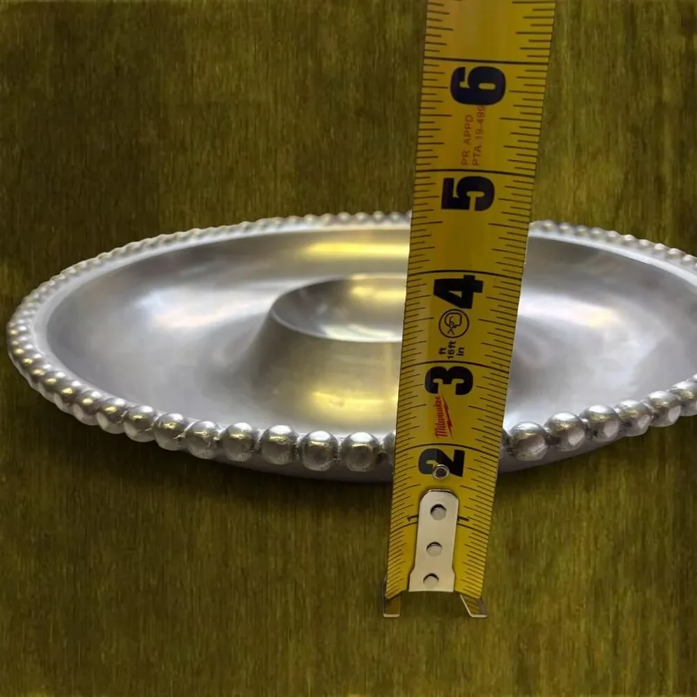 Boho Cottage Farmhouse Silver Colored Serving Chip and Dip Bowl